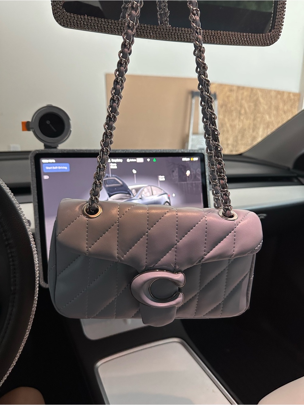 Coach Quilted Chain Shoulder Bag in Lilac